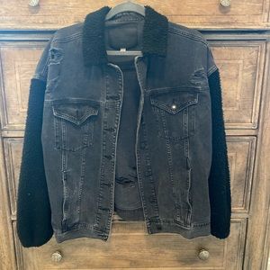 Denim Sherpa ripped jacket